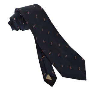 Vintage 1980s Era Wembley Leatherback Satins Red White Blue Diamond Necktie Tie
